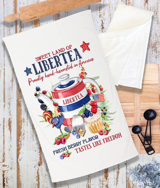 Farmhouse  4th of July Patriotic Liberty Tea Terry Towel