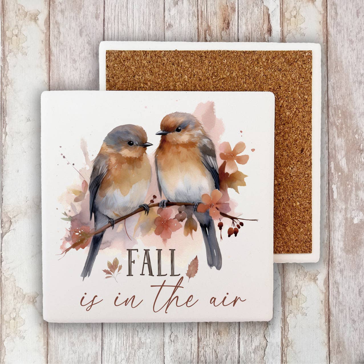 Autumn Fall is in the Air Birds Stone Coaster-Sets of 2