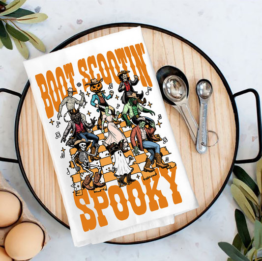Halloween Boot Scootin Spooky Tea Towel
