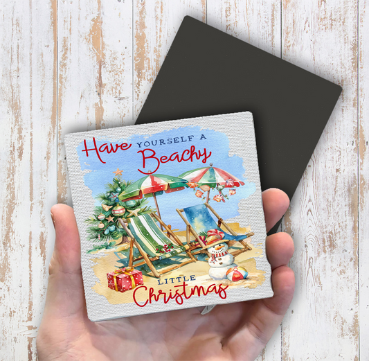 Coastal Have a Beachy Christmas Magnet Fridge (Set of 2)
