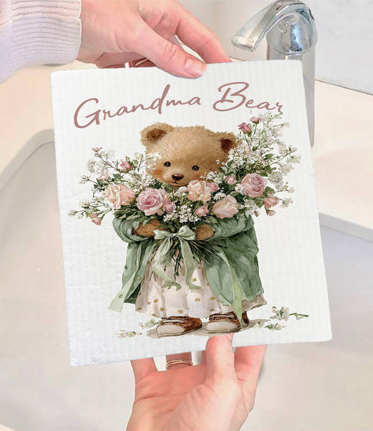 Mother's Day Grandma Bear Swedish Dishcloth