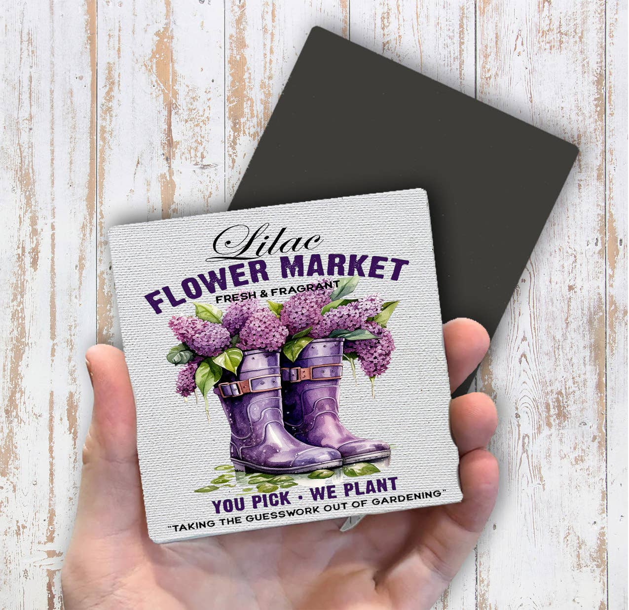 Lilac Flower Market Garden Boots Magnet Fridge - Sets of 2