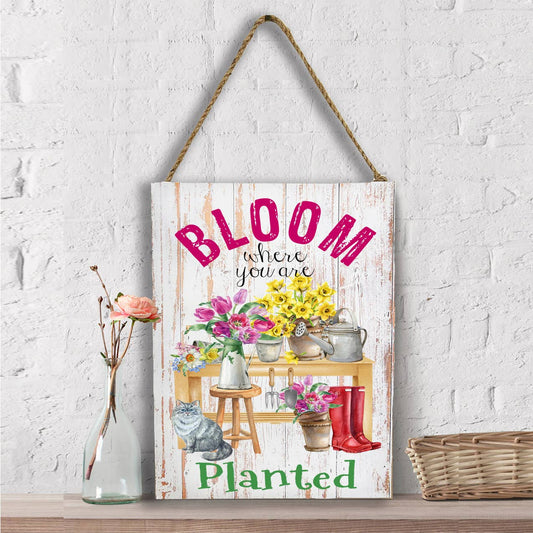 Bloom where you're planted Flowers Cats Wall Decor