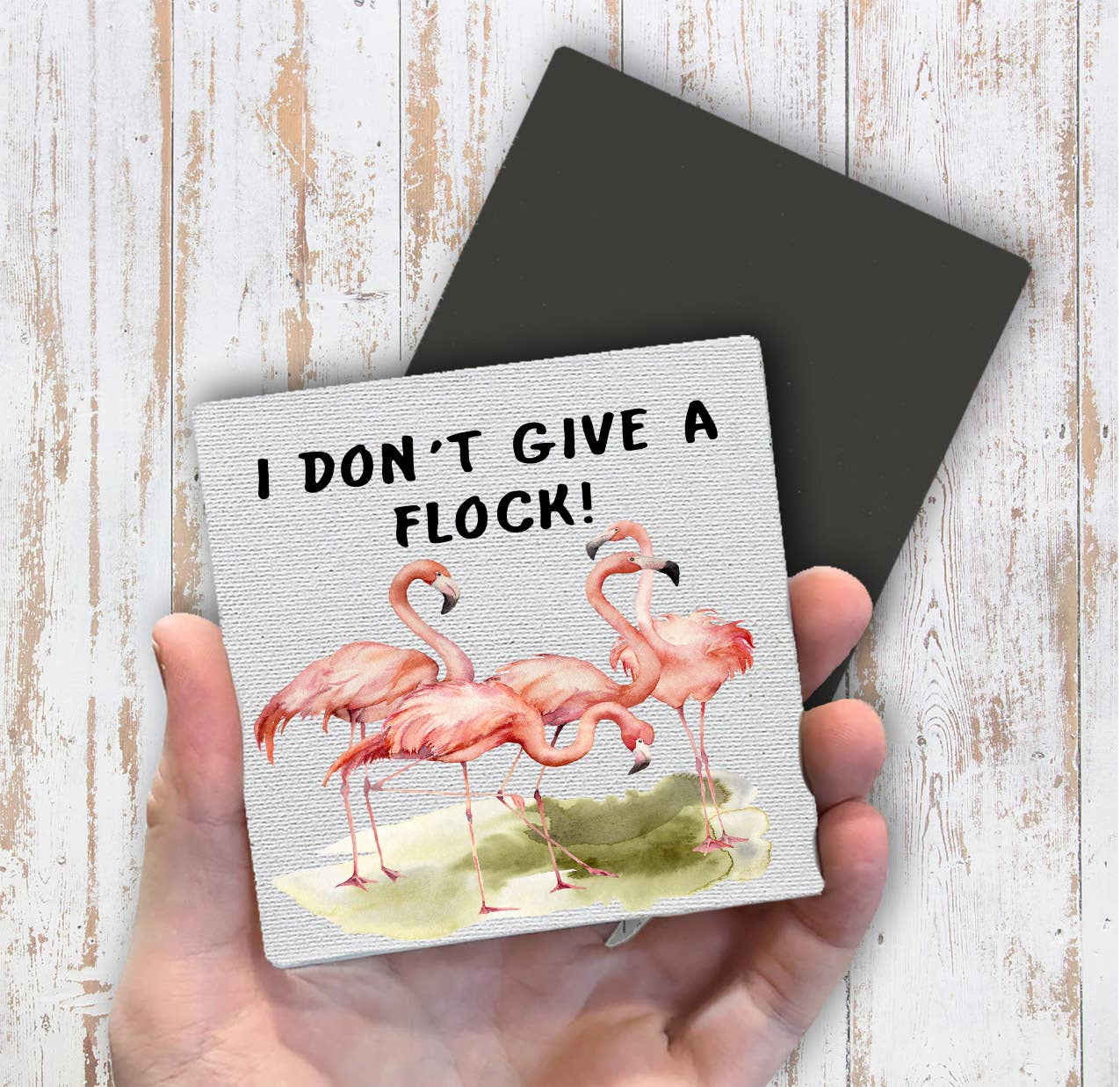 Pink Flamingo I Don't Give A Flock Magnet Fridge - Sets of 2