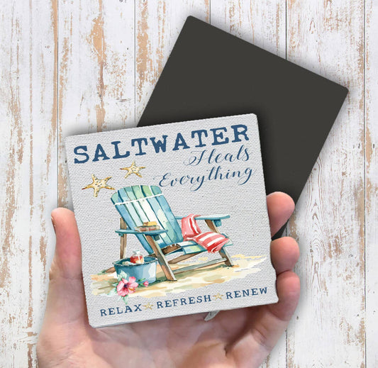 Saltwater Heals Everything Beach Magnet Fridge - Sets of 2