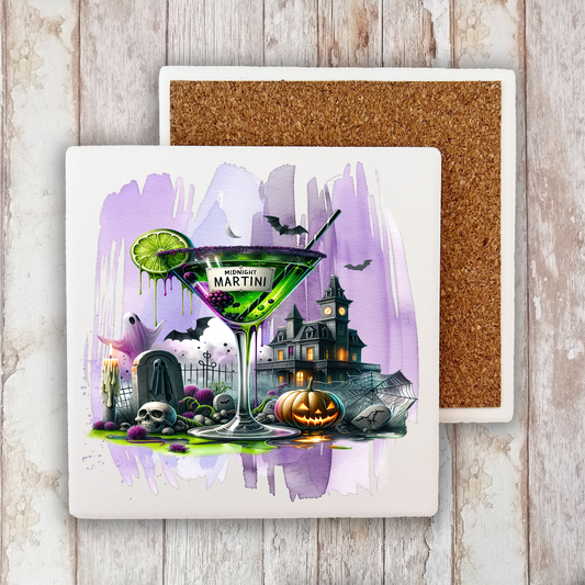 Halloween Midnight Martini Stone Coaster (Set of 2)