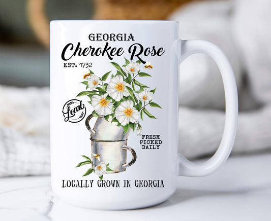 Georgia State Flower Cherokee Rose Coffee Mug