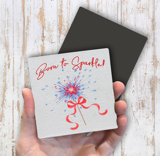 4th of July Patriotic Born to Sparkle Magnet Fridge (Set of 2)