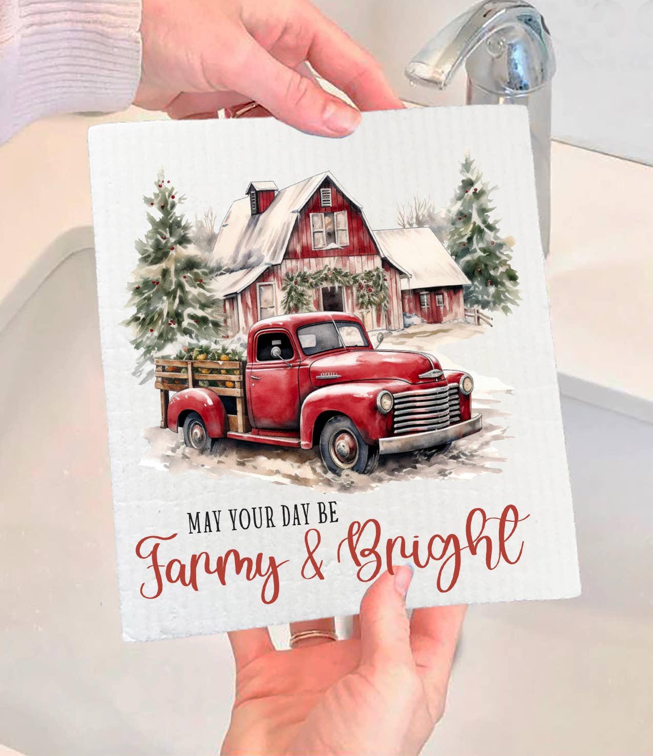 Farmy & Bright Christmas Country Swedish Dishcloth-Sets of 2
