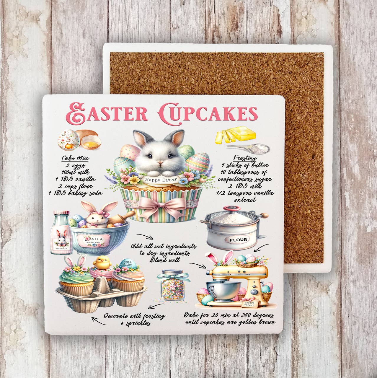 Easter Cucakes Recipe Bunny Stone Coaster