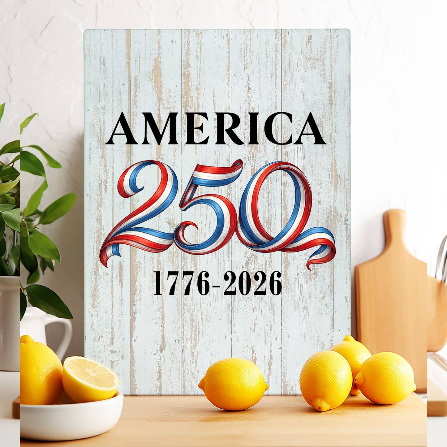 Patriotic Red White Blue 250 Anniversary Glass Cutting Board