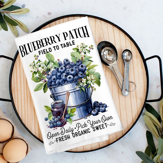 Blueberry Patch Field to Table  Tea Towel