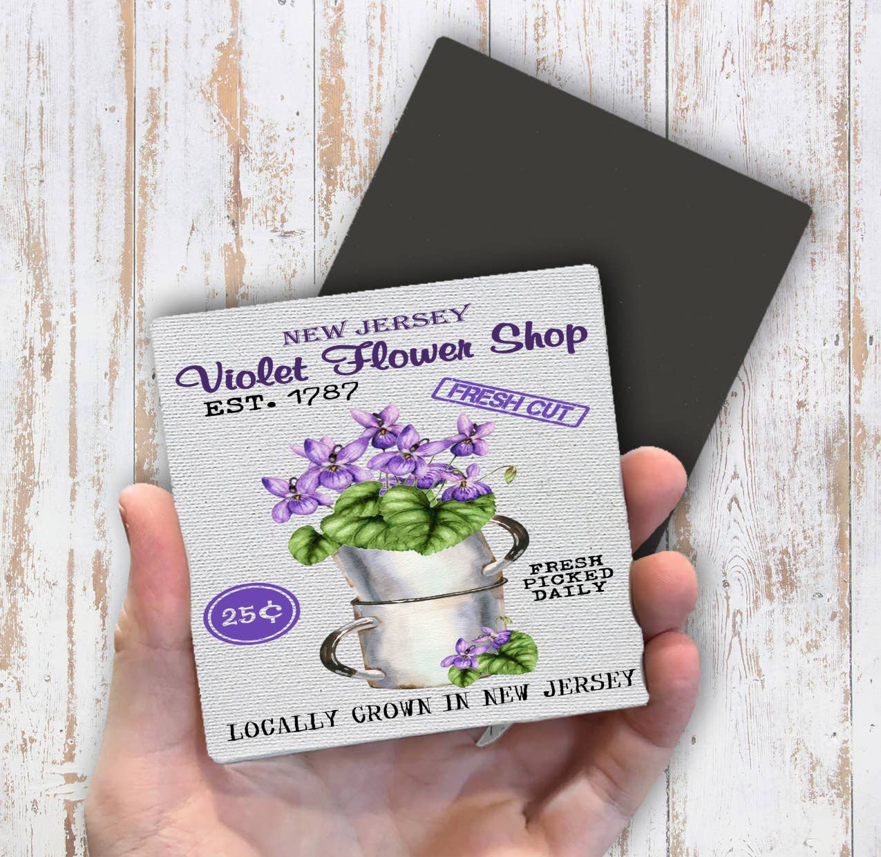 New Jersey State Flower Purple Violet Magnet Fridge - Sets of 2