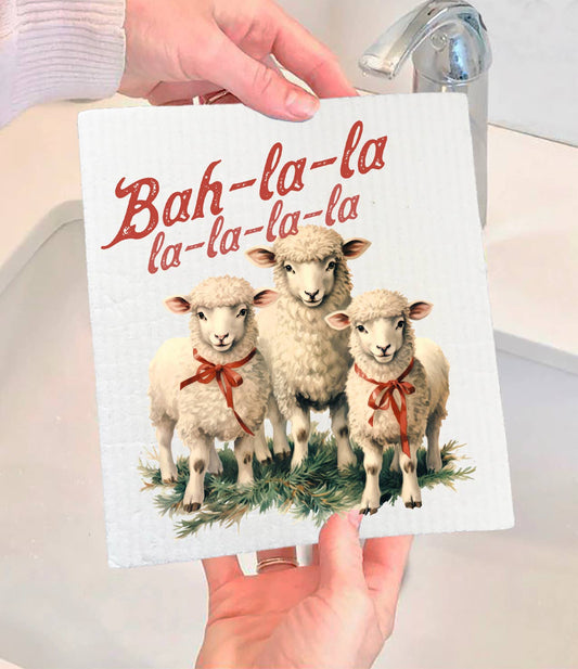 Christmas Bah-La-La-La Sheep Swedish Dishcloth-Sets of 2
