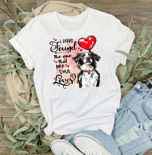 Dog Border Collie Found My Love Valentine T-Shirt