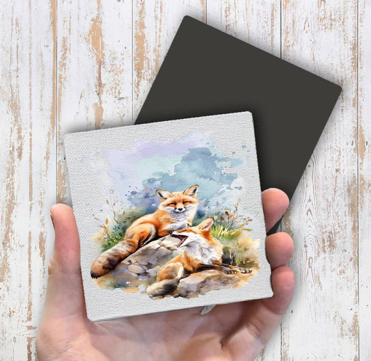 Fox Animal Resting on Rocks Magnet Fridge - Sets of 2