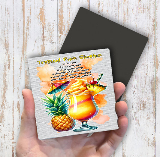 Summer Cocktail Tropical Rum Slushie Magnet Fridge (Set of 2)