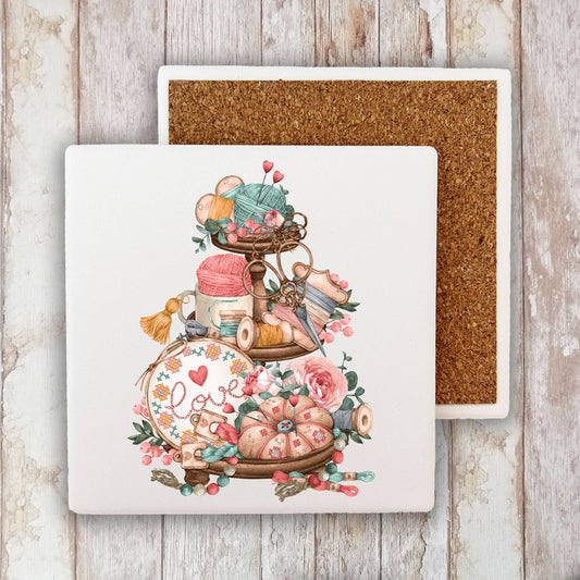 Love Knitting 3 Tier Tray Cotton Stone Coaster