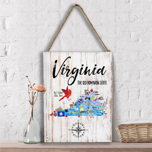 Virginia State Map Souvenir Wall Decor