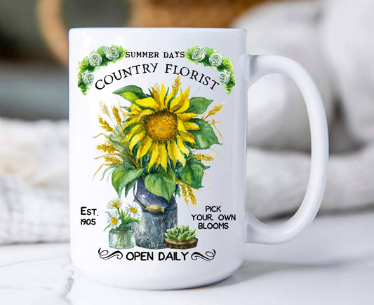 Country Florist Summer Sunflower  Coffee Mugs
