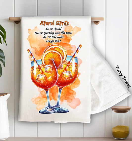 Summer Cocktail Aperol Spritz Kitchen Terry Towel