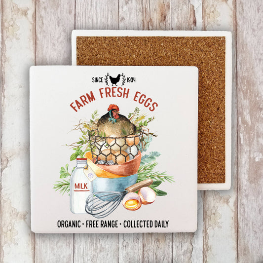 Farm Fresh Eggs Farmers Market Stone Coaster