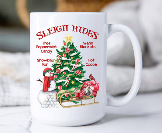 Christmas Sleigh Rides Snowman Coffee Mug