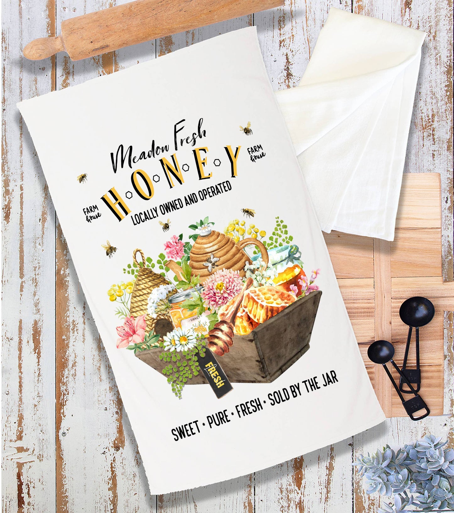 Modern Farmhouse Fresh Honey Bees Terry Towel