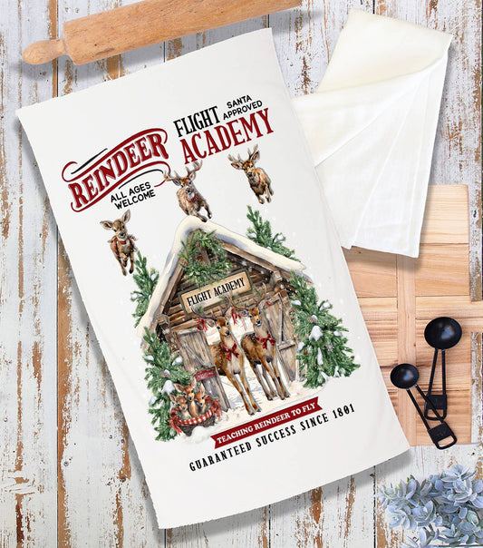 Christmas Reindeer Flight Academy Terry Towel
