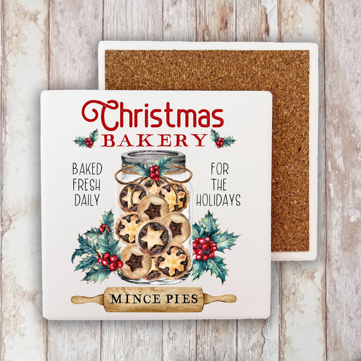 Christmas Bakery Cookies Mince Pie Stone Coaster