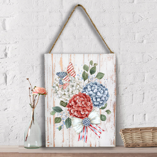 Patriotic Hydrangea Butterfly Wall Decor