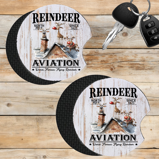 Car Coaster Christmas Reindeer Aviation Flying