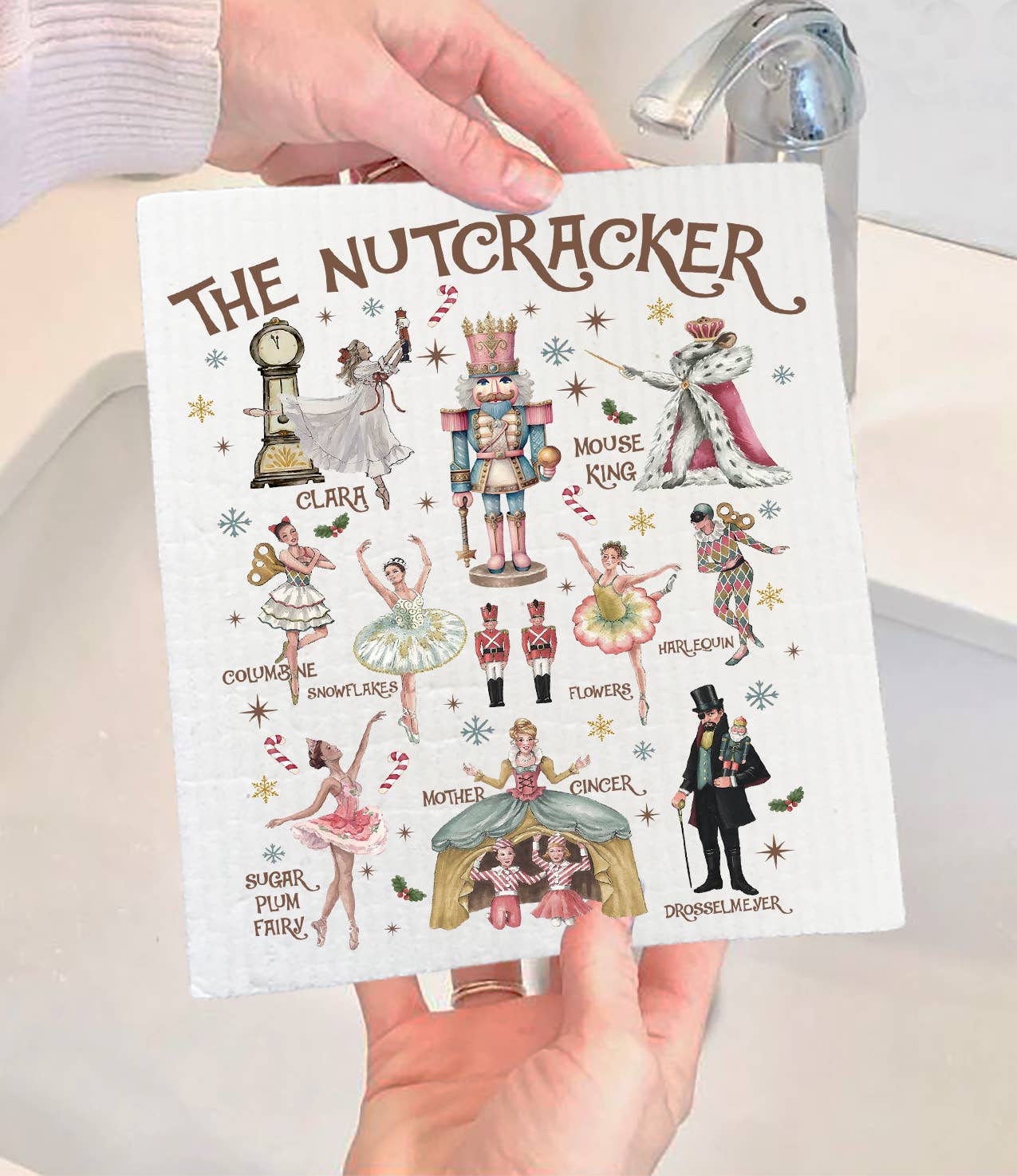Christmas Nutcracker Ballet  Swedish Dishcloth-Sets of 2