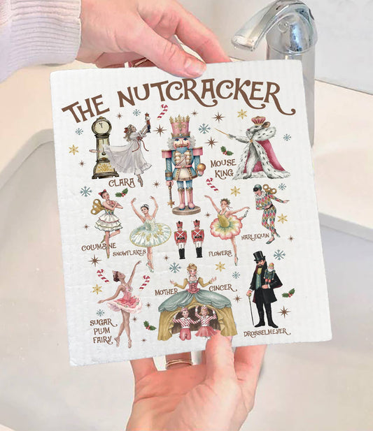 Christmas Nutcracker Ballet  Swedish Dishcloth-Sets of 2