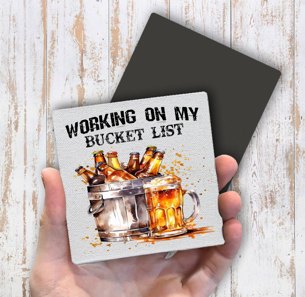 Working on Bucket List Beer Funny Magnet Fridge - Sets of 2