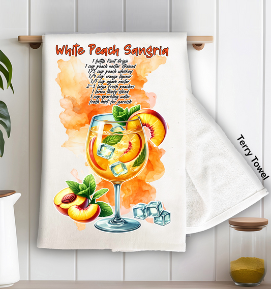 Summer Cocktail Peach Sangria Kitchen Terry Towel
