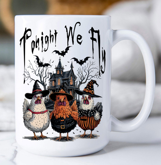 Halloween Chickens Tonight We Fly Coffee Mug