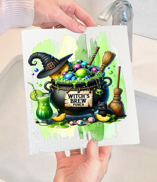 Halloween Witch's Brew Punch Swedish Dishcloth (Set of 2)