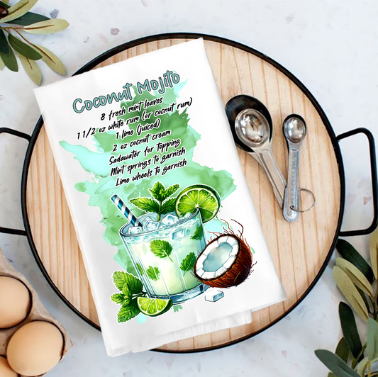 Summer Cocktail Coconut Mojito Tea Towel