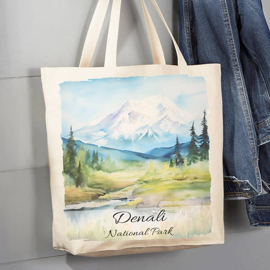 Denali National Park Alaska 12 oz Canvas Tote Bag