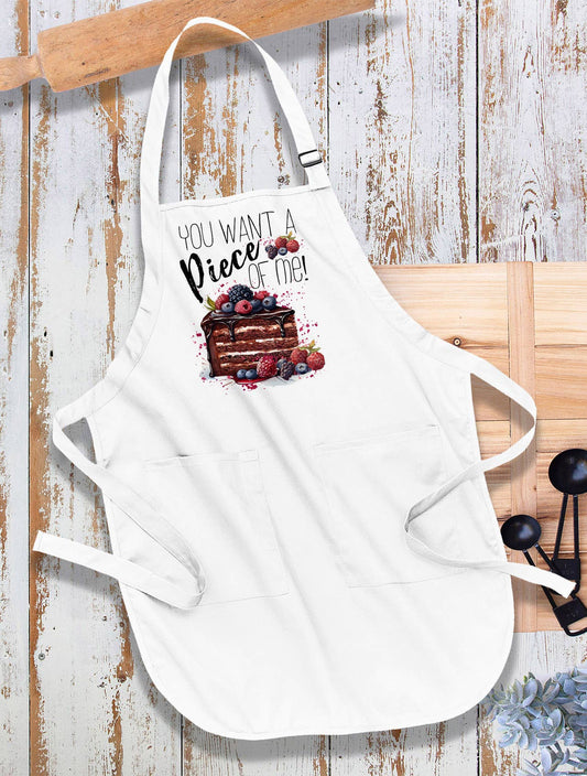 Want a Piece of Me Cake Funny Kitchen Cotton Apron