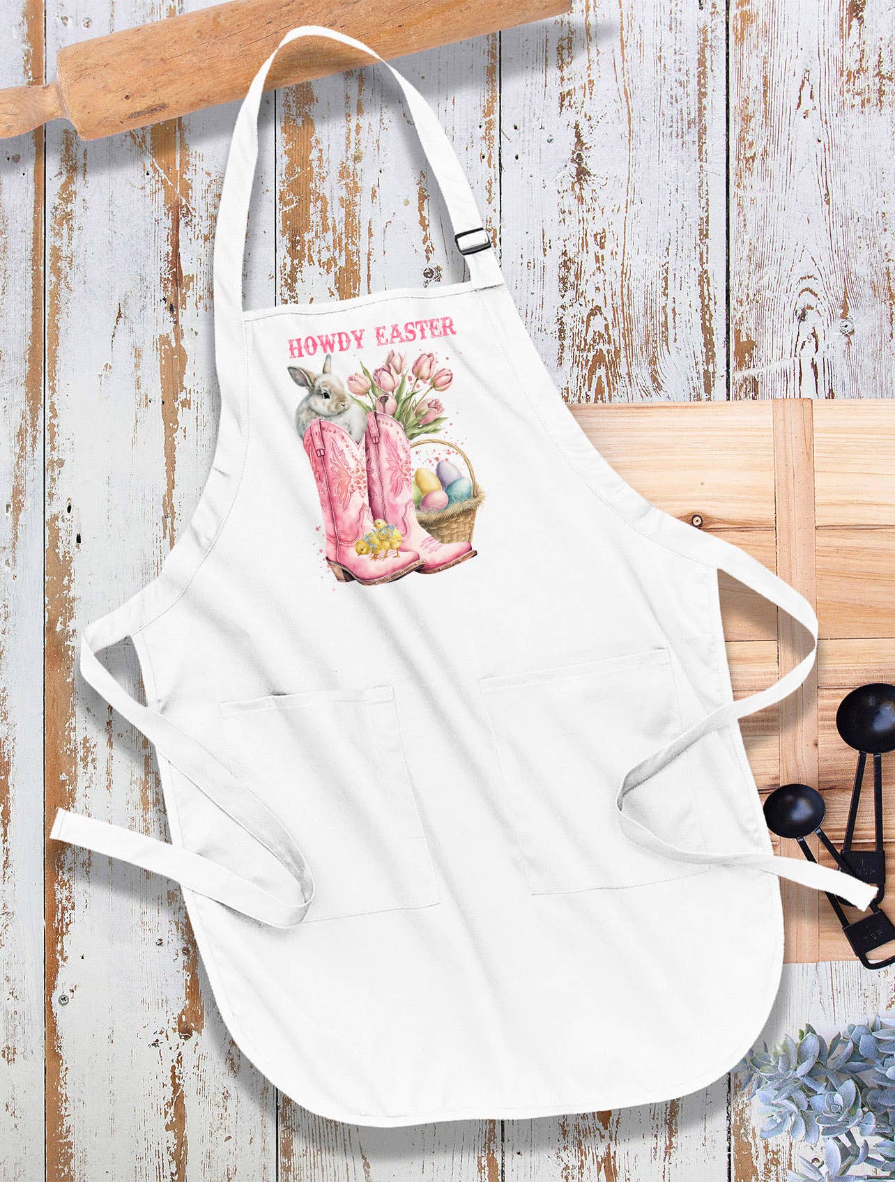 Howdy Easter Cowboy Boots Western Kitchen Cotton Apron