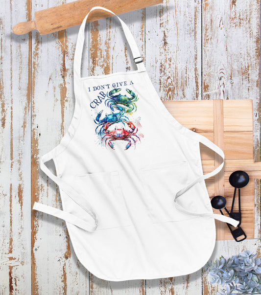 Coastal Beach I Don't Give a Crab Kitchen Cotton Apron