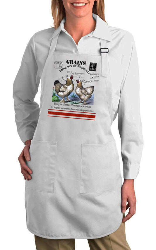 French Country Farm Chickens Cotton Apron