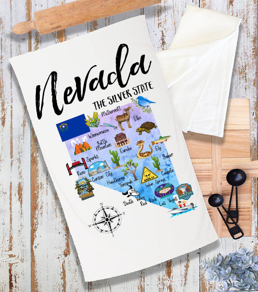 Nevada State Map Souvenir  Terry Cloth Towel