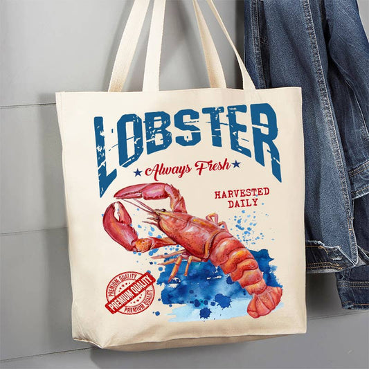 Lobster Always Fresh Maine Coastal Canvas Tote Bag