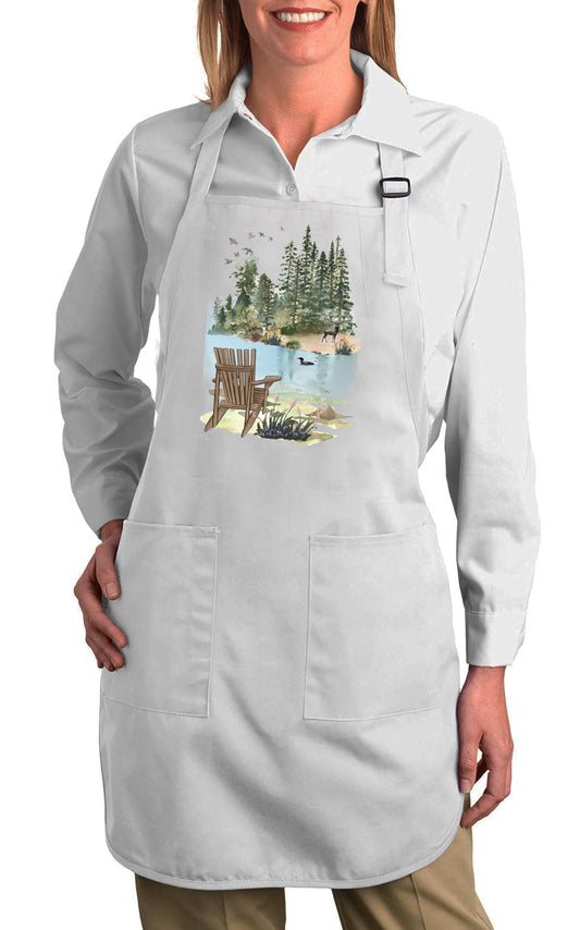Andirondacks Chairs Lake Mountains Kithcen Cotton Apron