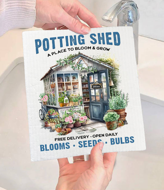 Set of 2 -  Bloom & Grow Potting Shed SWEDISH DISH CLOTH