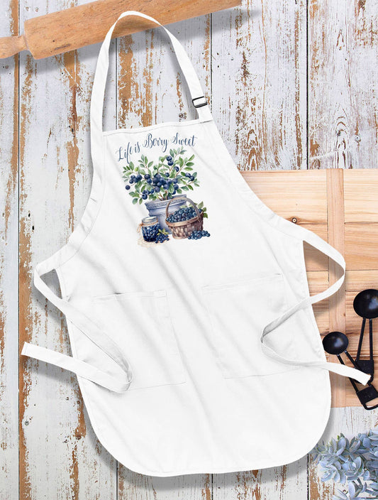 Life is Berry Sweet Blueberry Fruit Kitchen Cotton Apron