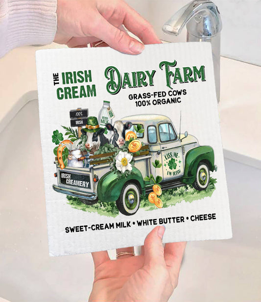 Set of 2 -  St Patrick's Day irish Crème Dairy Farm SWEDISH DISH CLOTH